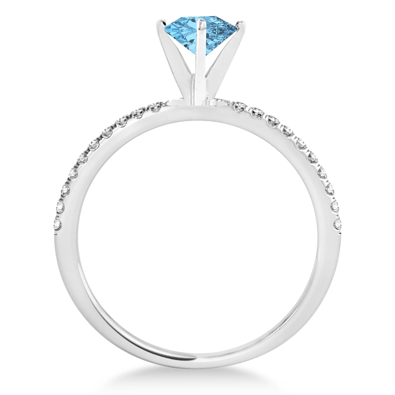 Blue Topaz & Diamond Accented Oval Shape Engagement Ring Palladium (1.00ct)