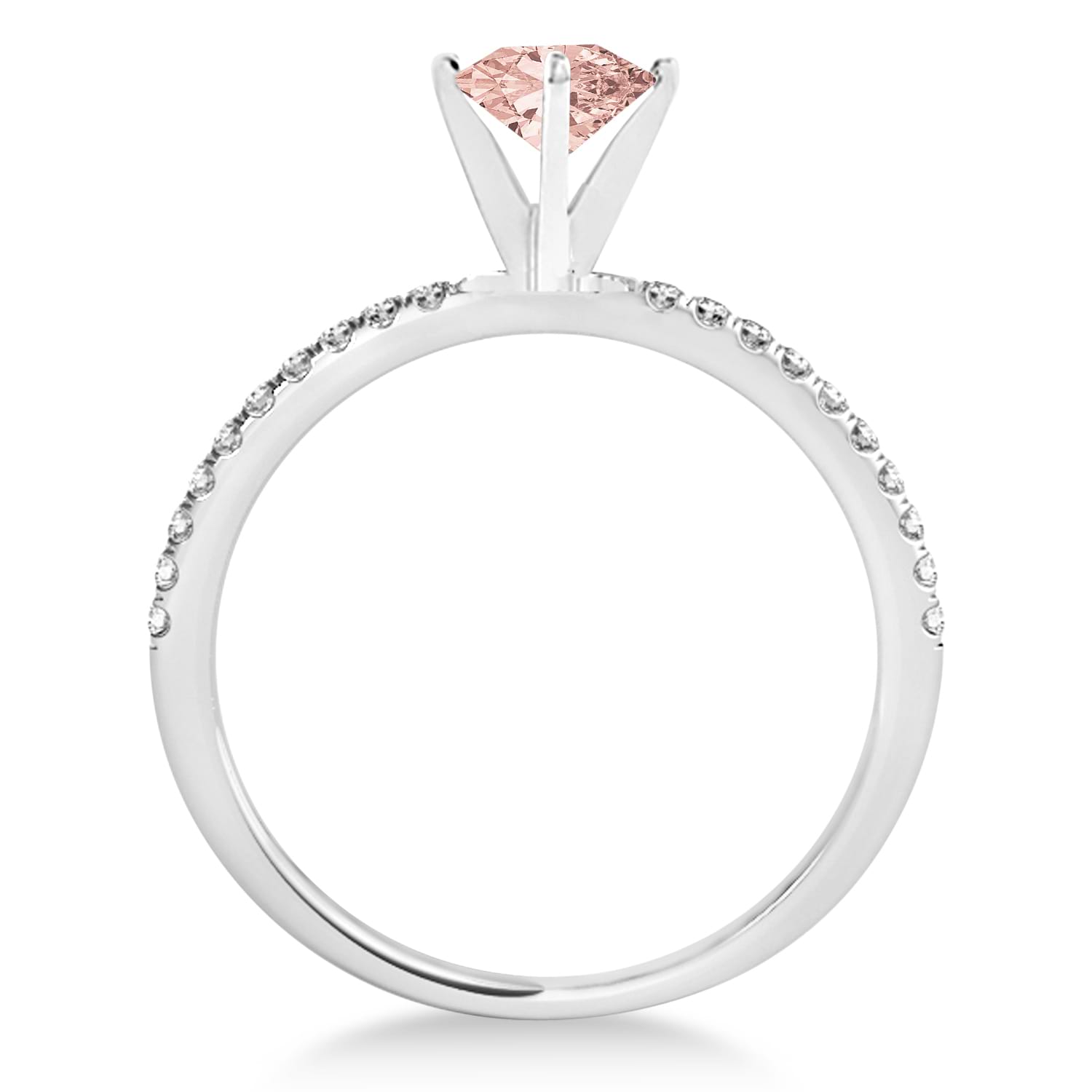 Morganite & Diamond Accented Oval Shape Engagement Ring Palladium (1.00ct)