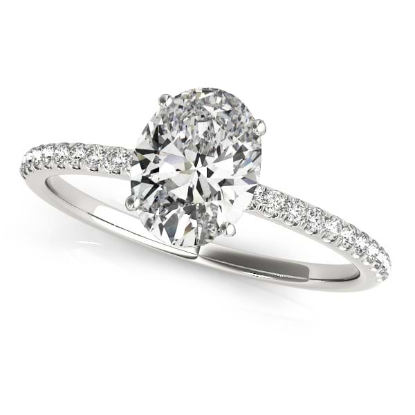 Lab Grown Diamond Accented Oval Shape Engagement Ring Platinum (1.00ct)