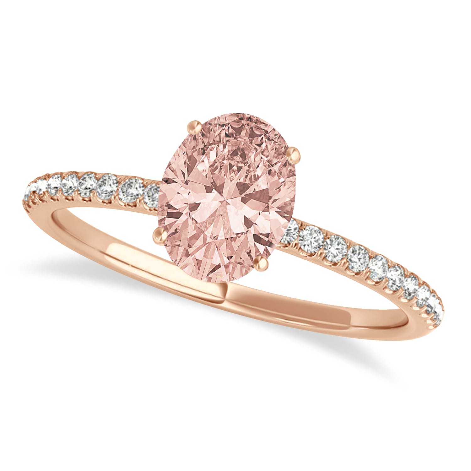 Morganite & Diamond Accented Oval Shape Engagement Ring 14k Rose Gold (1.50ct)