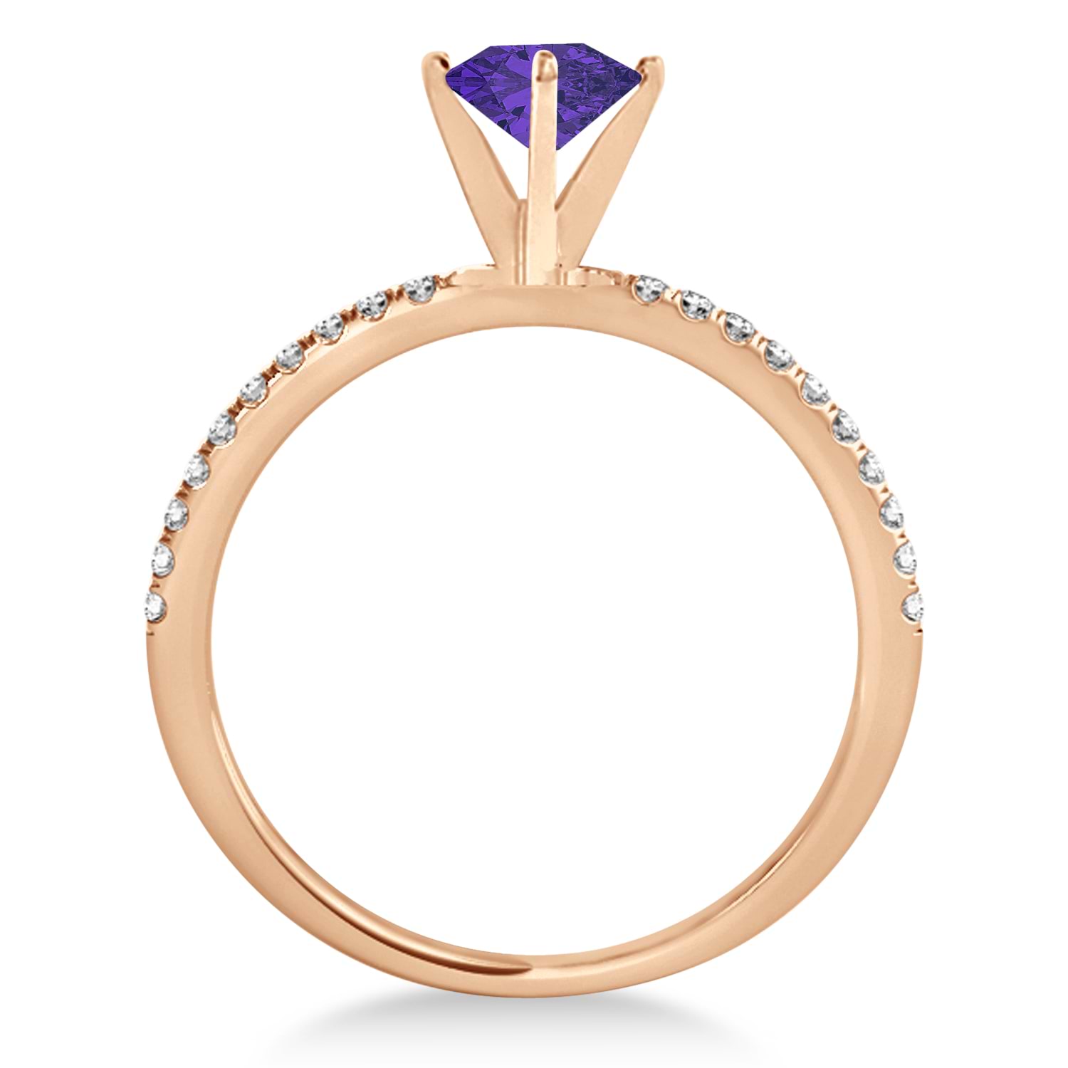 Tanzanite & Diamond Accented Oval Shape Engagement Ring 14k Rose Gold (1.50ct)