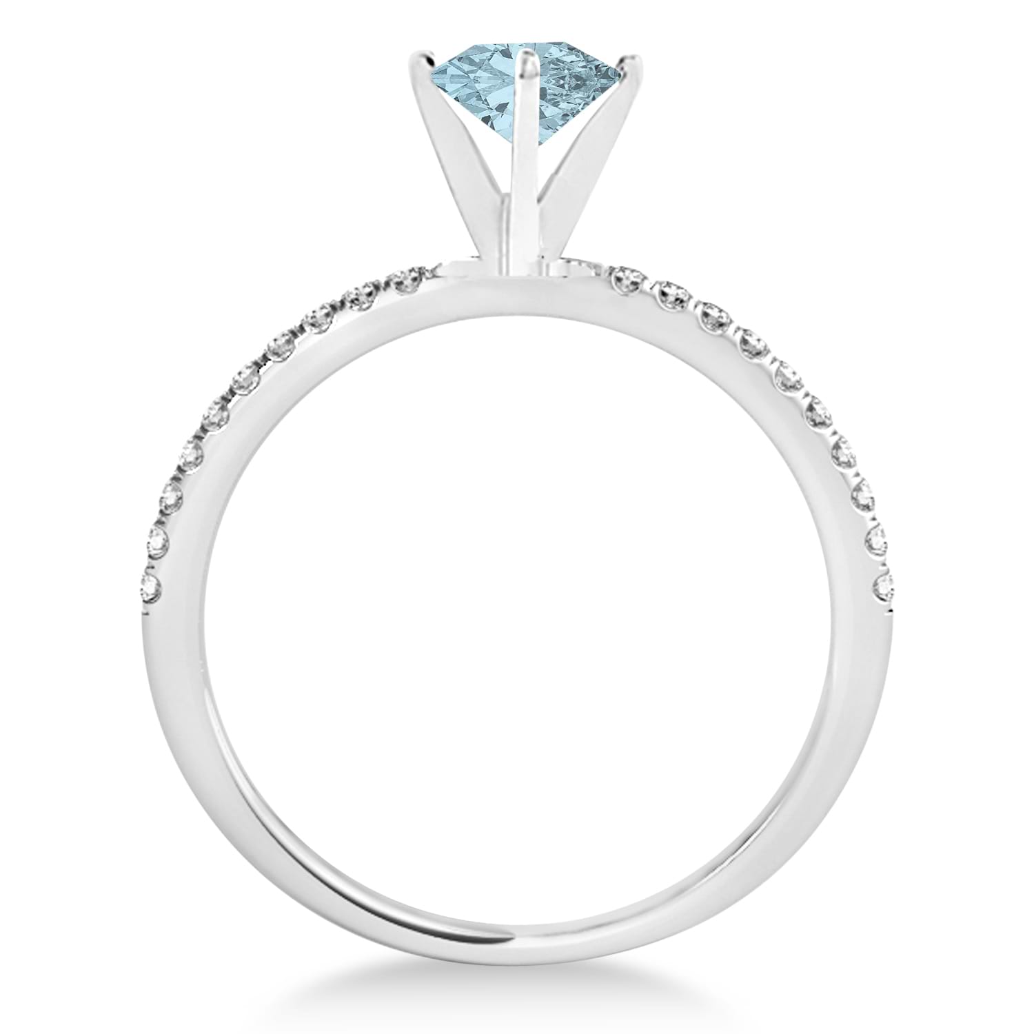 Aquamarine & Diamond Accented Oval Shape Engagement Ring 14k White Gold (1.50ct)