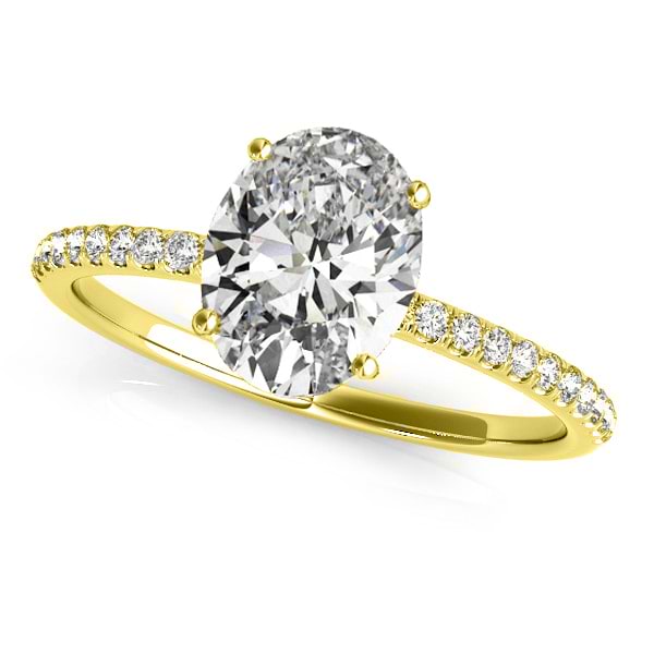 Diamond Accented Oval Shape Engagement Ring 14k Yellow Gold (1.50ct)