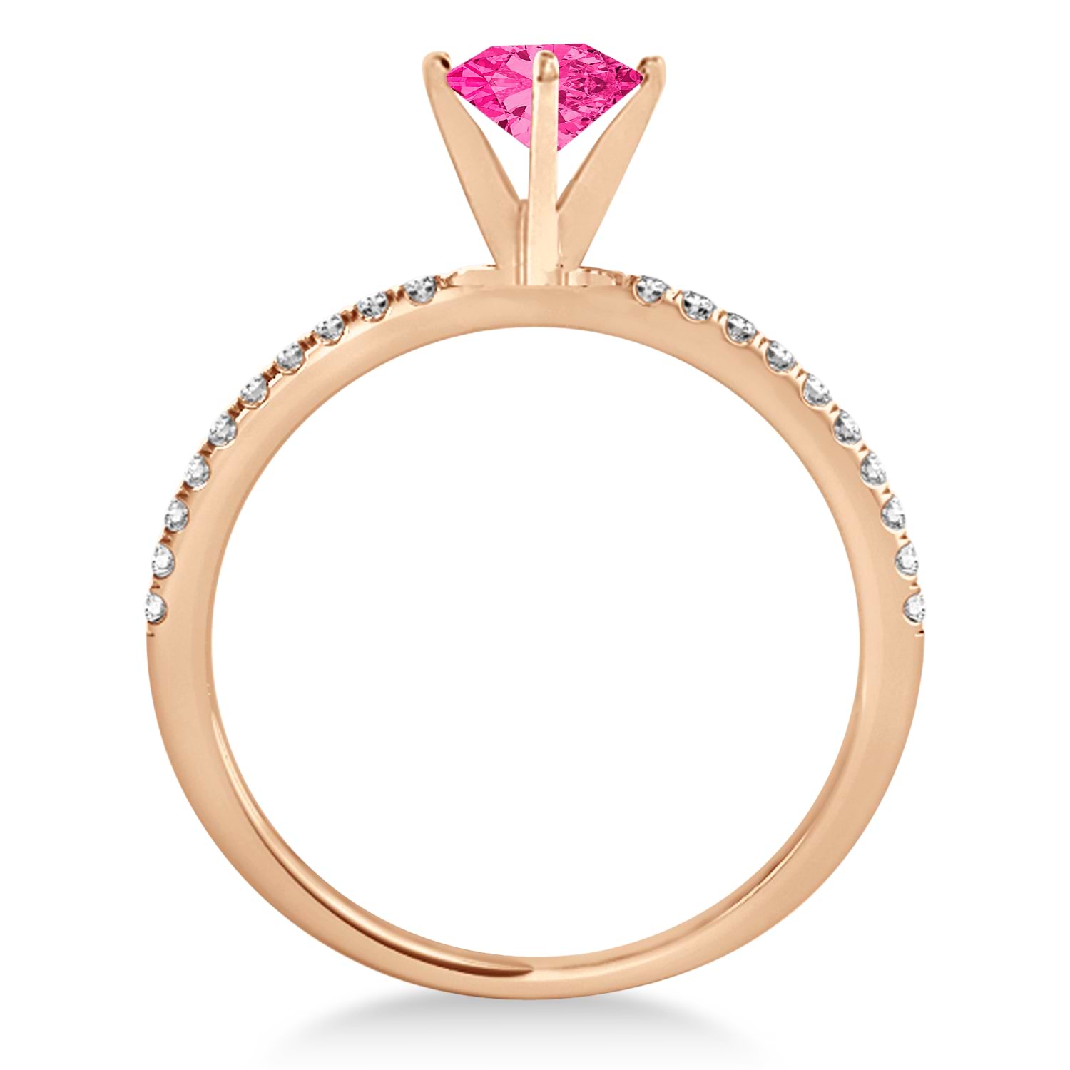 Pink Tourmaline & Diamond Accented Oval Shape Engagement Ring 18k Rose Gold (1.50ct)