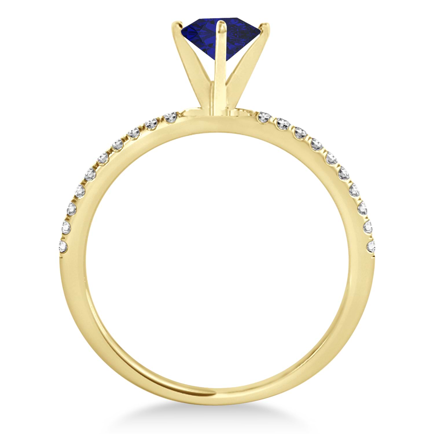 Blue Sapphire & Diamond Accented Oval Shape Engagement Ring 18k Yellow Gold (1.50ct)