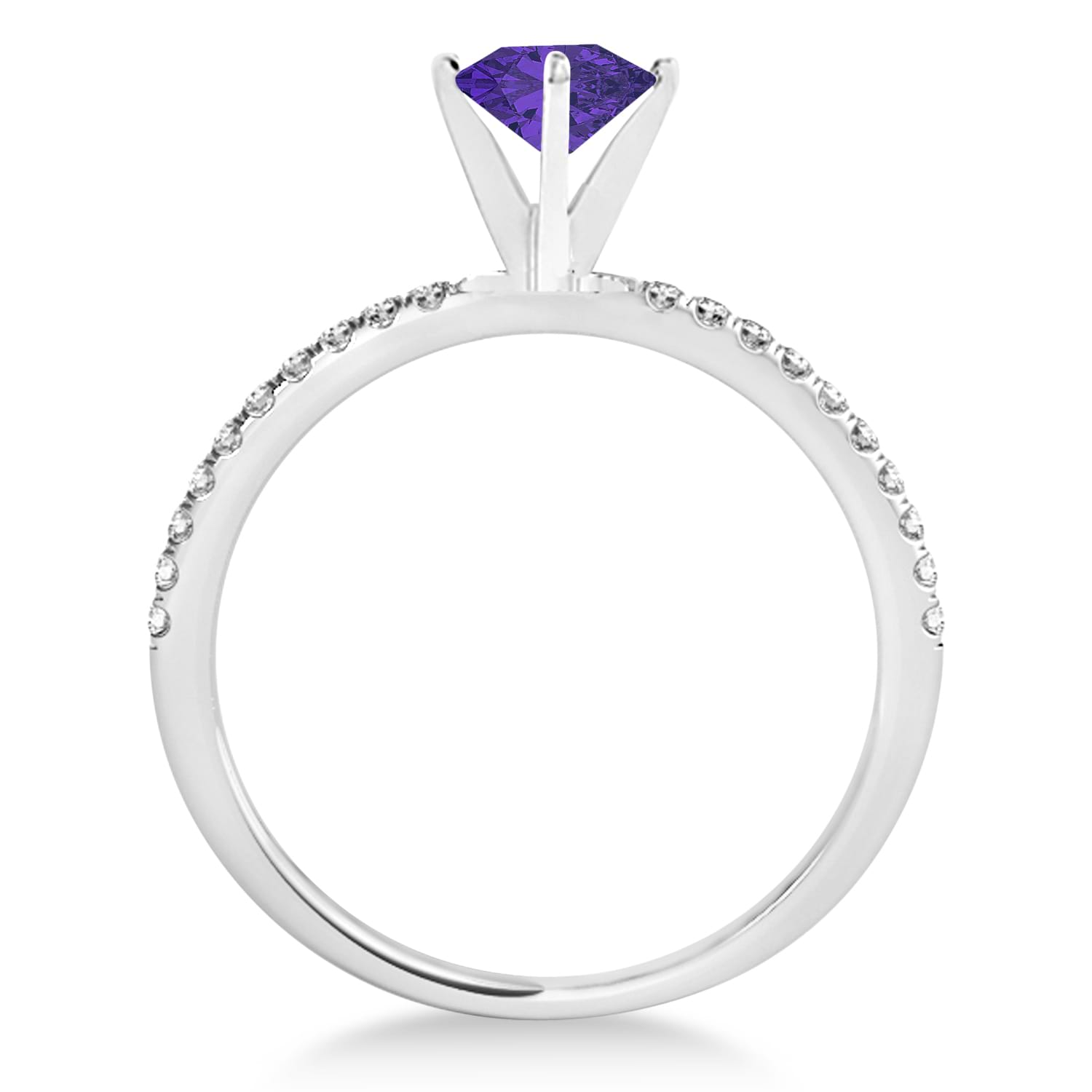 Tanzanite & Diamond Accented Oval Shape Engagement Ring Palladium (1.50ct)