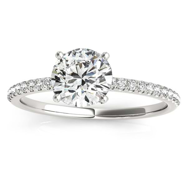 Diamond Accented Engagement Ring Setting 14k White Gold (0.12ct)