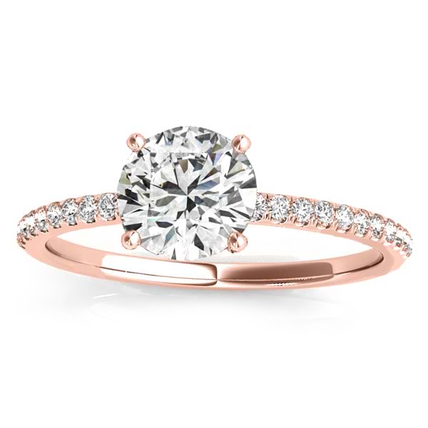 Diamond Accented Engagement Ring Setting 18k Rose Gold (0.12ct)