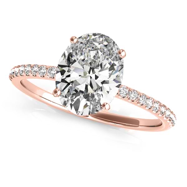 Diamond Accented Oval Shape Engagement Ring 14k Rose Gold (2.00ct)