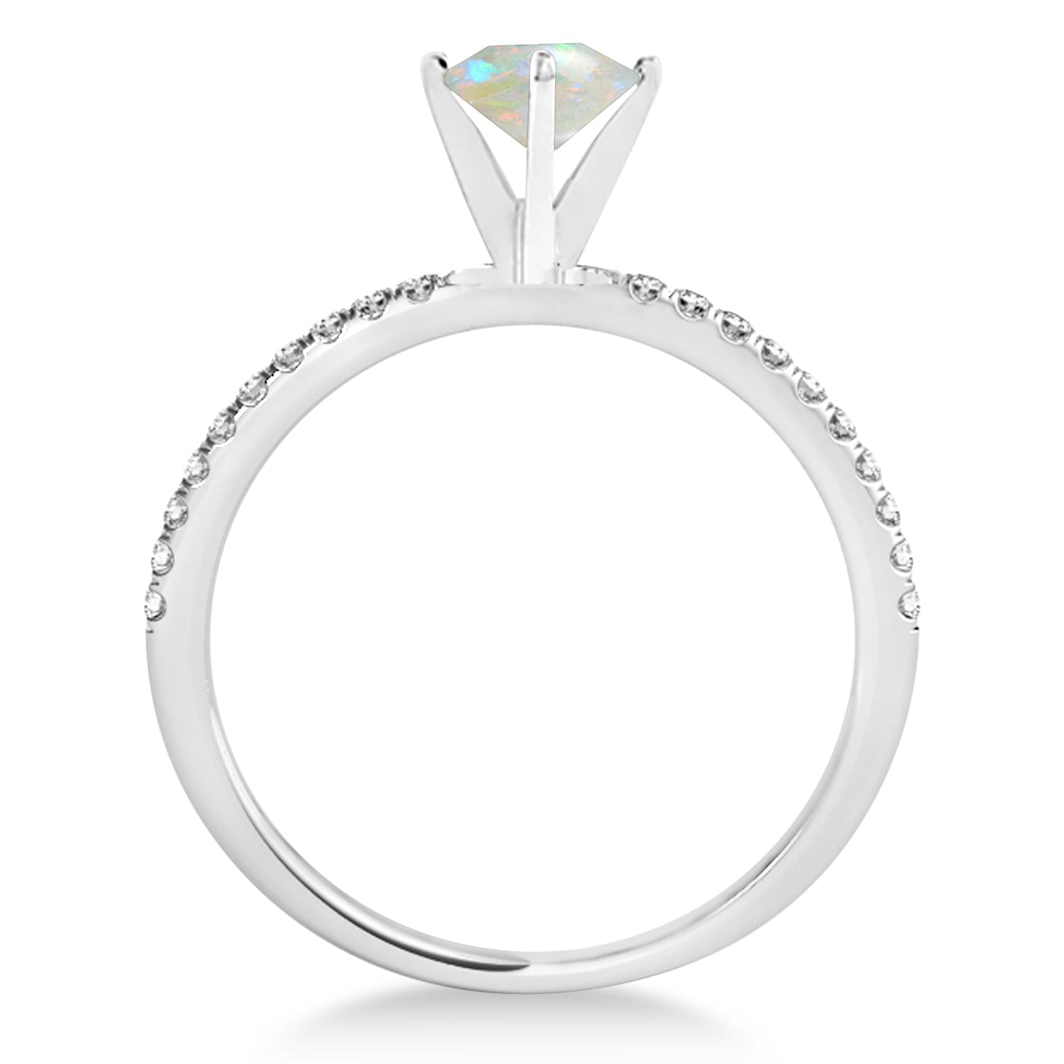 Opal & Diamond Accented Oval Shape Engagement Ring 14k White Gold (2.00ct)