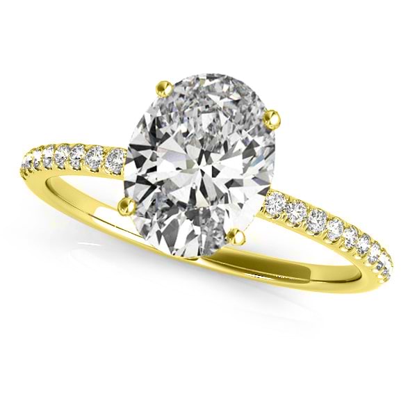 Diamond Accented Oval Shape Engagement Ring 14k Yellow Gold (2.00ct)
