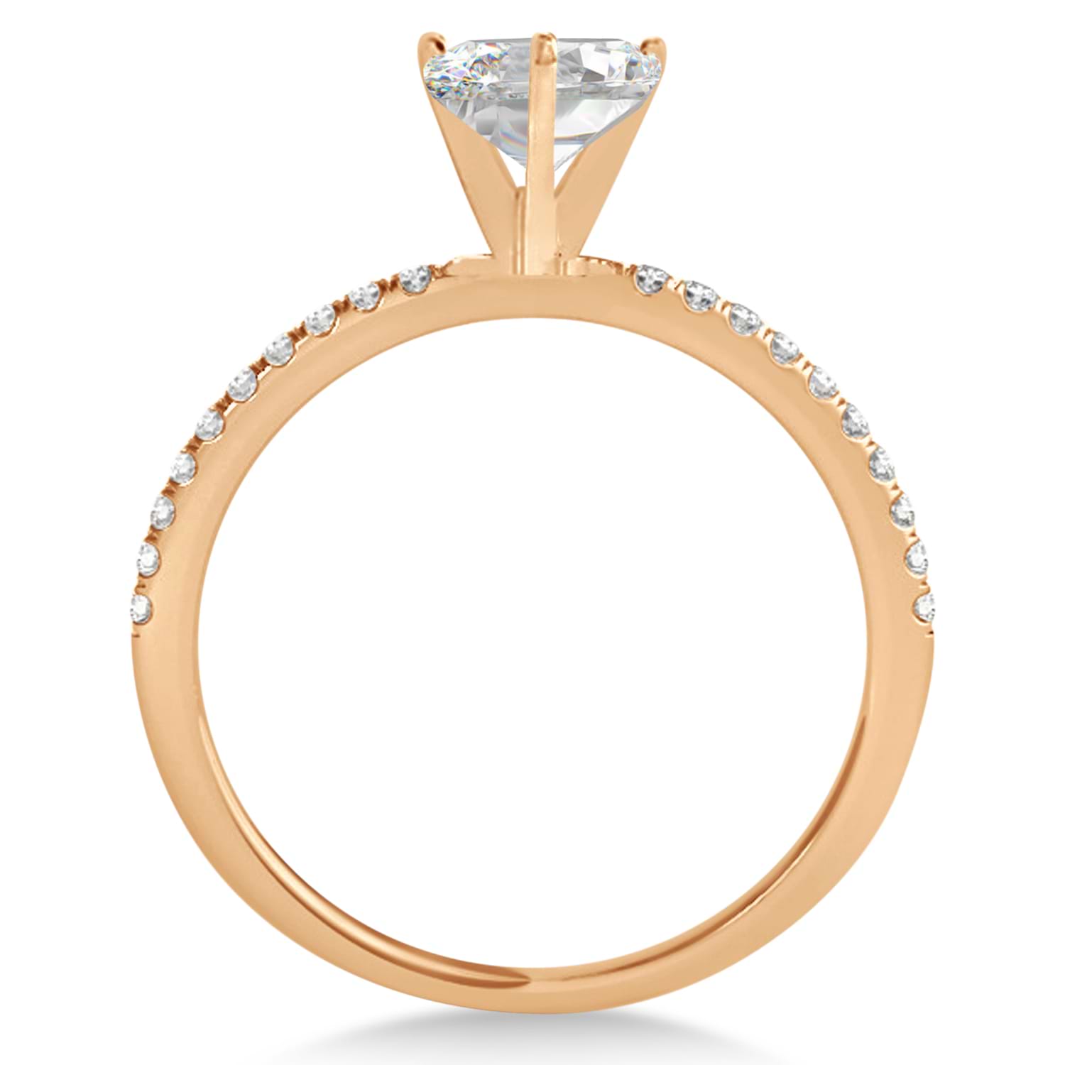 Diamond Accented Oval Shape Engagement Ring 18k Rose Gold (2.00ct)