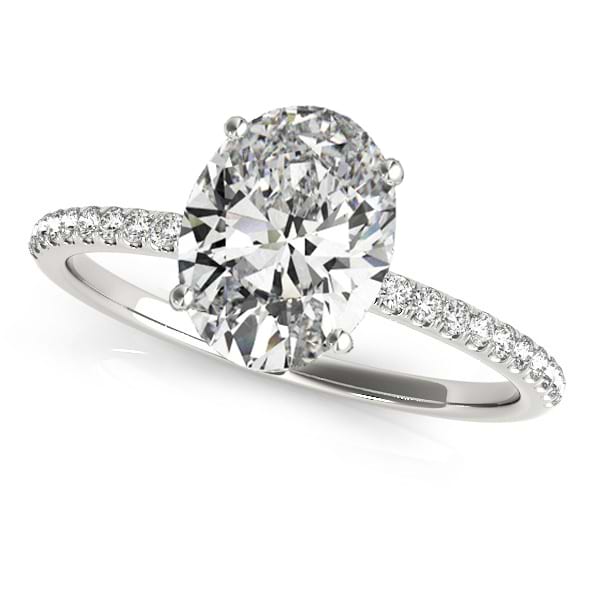 Diamond Accented Oval Shape Engagement Ring 18k White Gold (2.00ct)