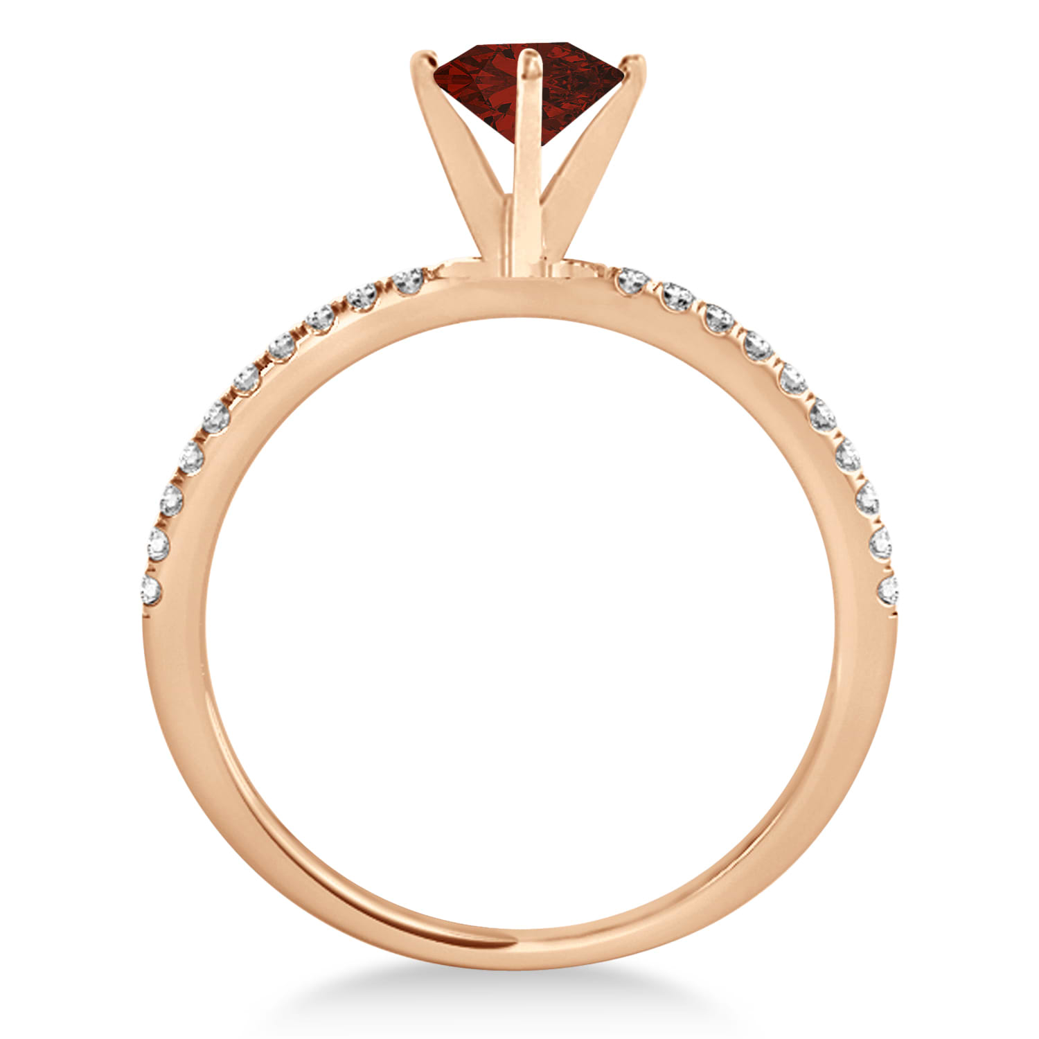 Garnet & Diamond Accented Oval Shape Engagement Ring 14k Rose Gold (2.50ct)