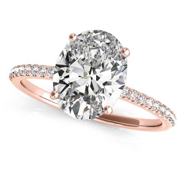 Lab Grown Diamond Accented Oval Shape Engagement Ring 14k Rose Gold (2.50ct)