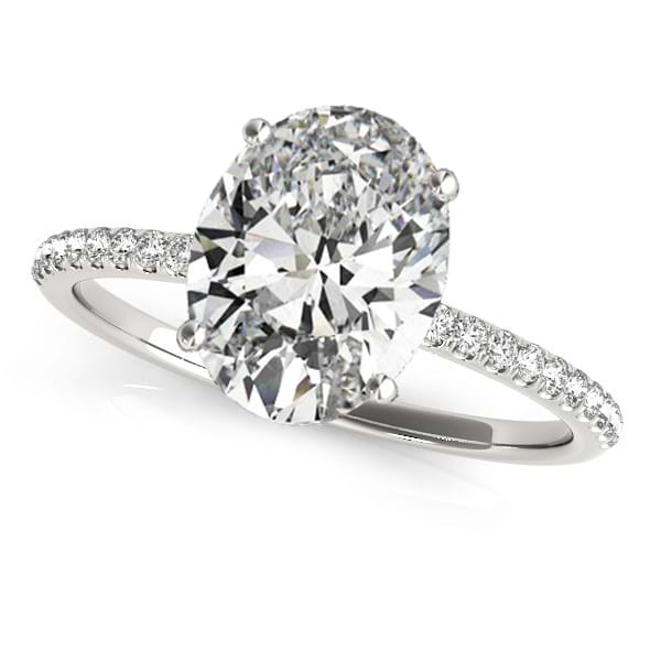 Diamond Accented Oval Shape Engagement Ring 14k White Gold (2.50ct)