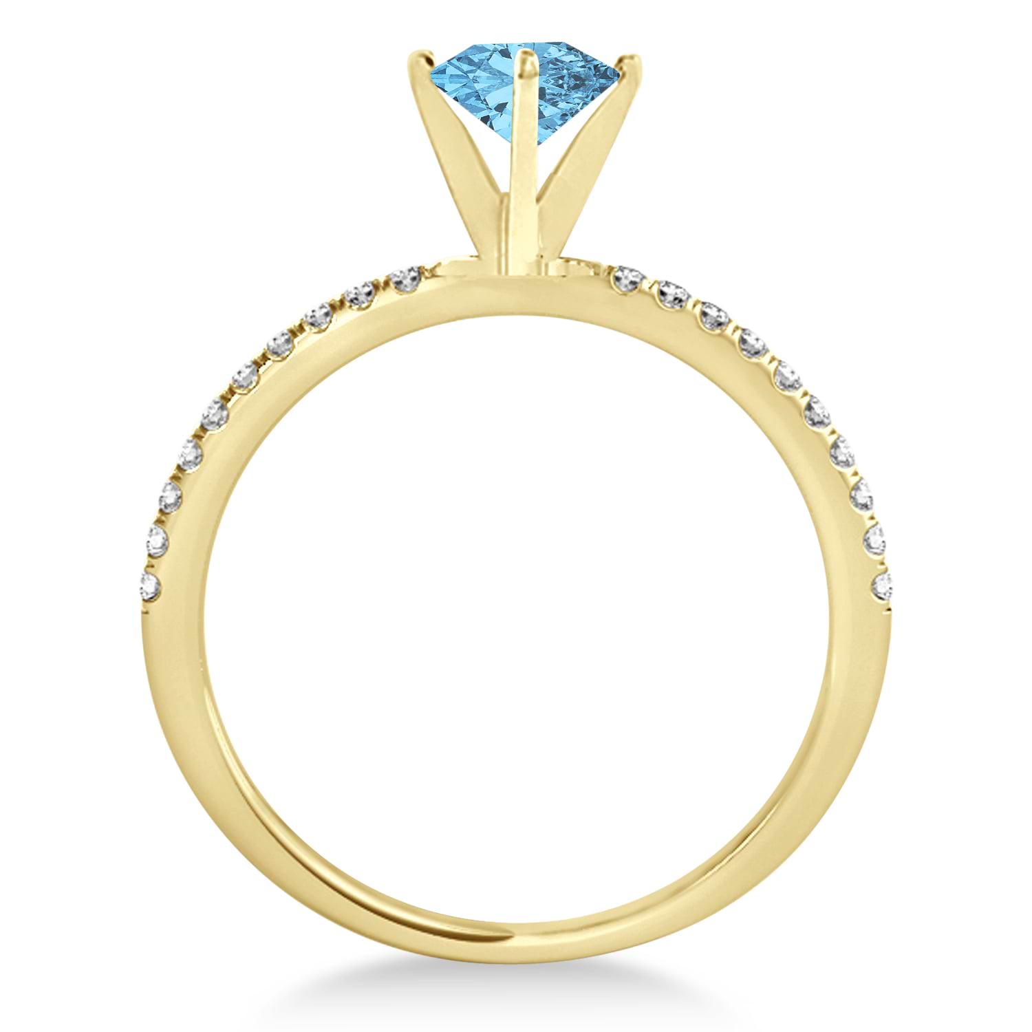 Blue Topaz & Diamond Accented Oval Shape Engagement Ring 18k Yellow Gold (2.50ct)