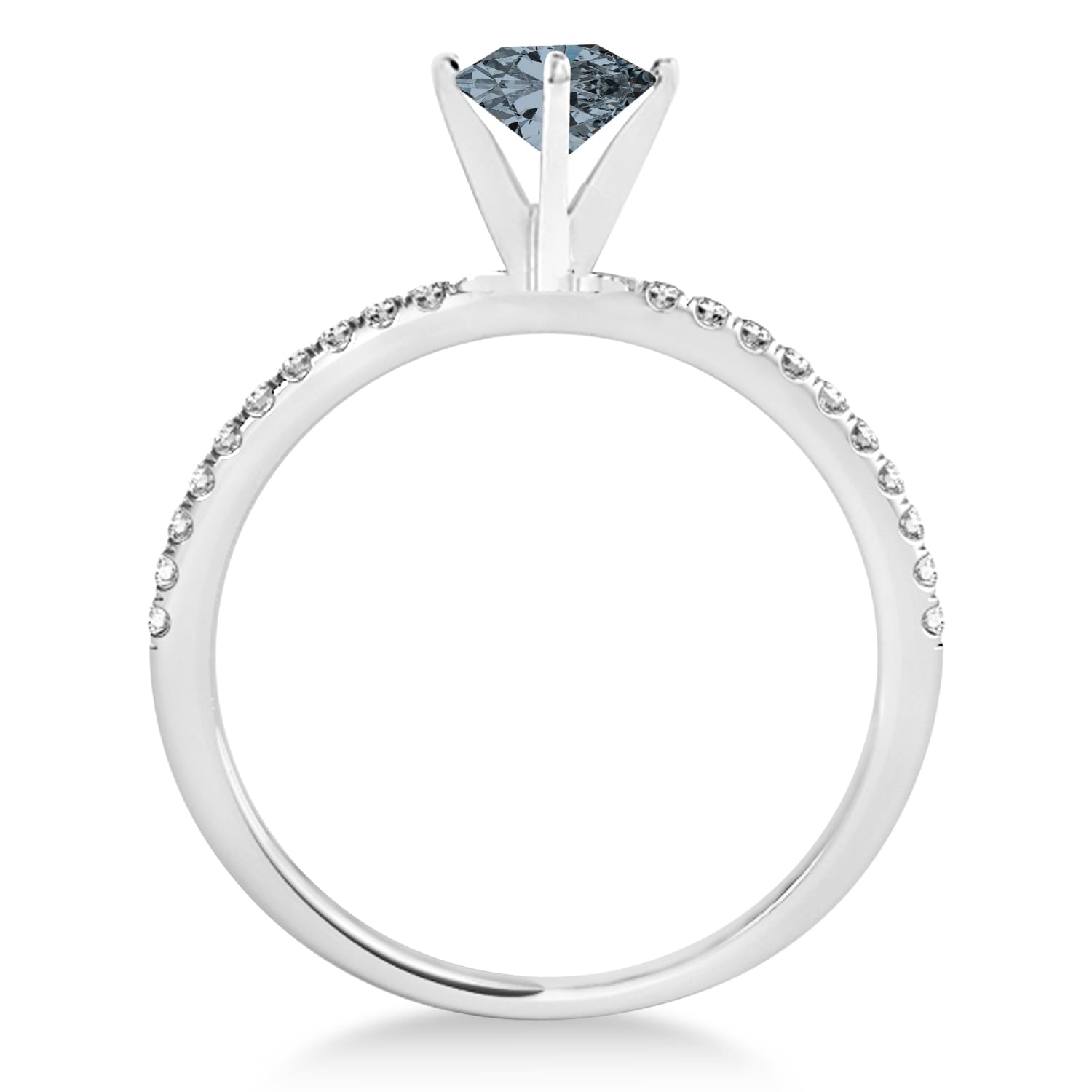 Gray Spinel & Diamond Accented Oval Shape Engagement Ring 14k White Gold (3.00ct)
