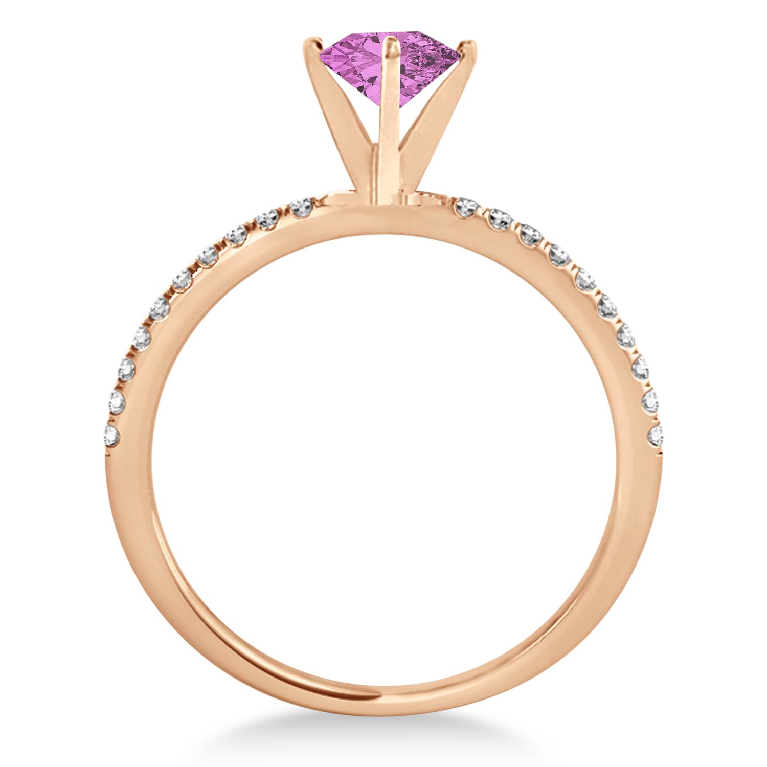 Pink Sapphire & Diamond Accented Oval Shape Engagement Ring 18k Rose Gold (3.00ct)