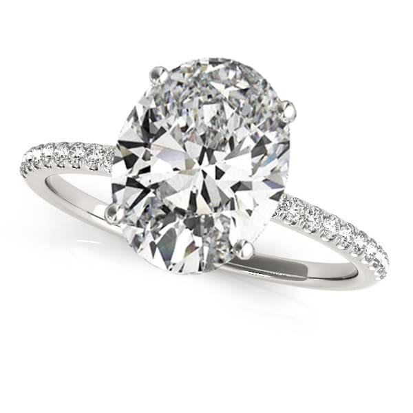 Diamond Accented Oval Shape Engagement Ring 18k White Gold (3.00ct)
