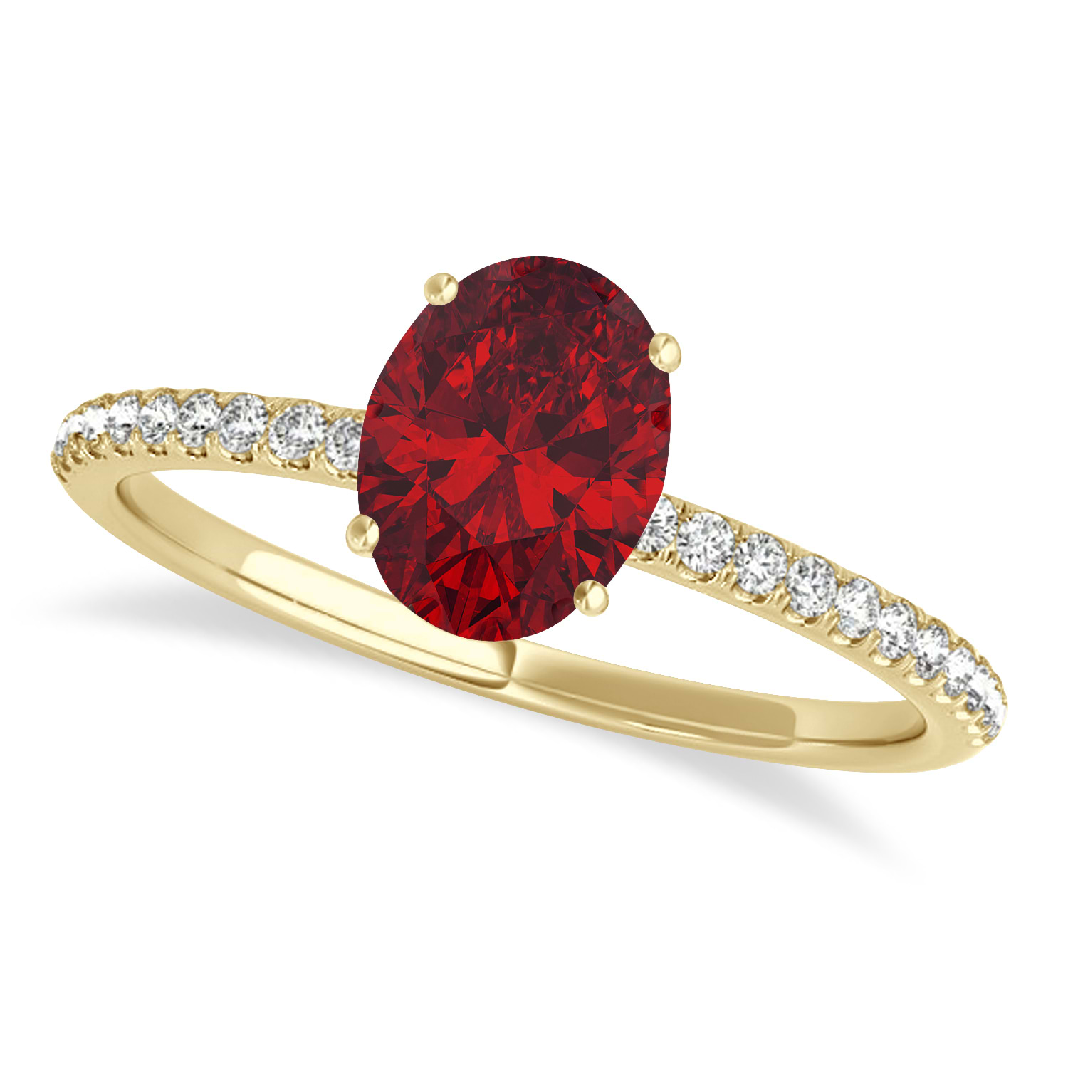 Ruby & Diamond Accented Oval Shape Engagement Ring 18k Yellow Gold (3.00ct)