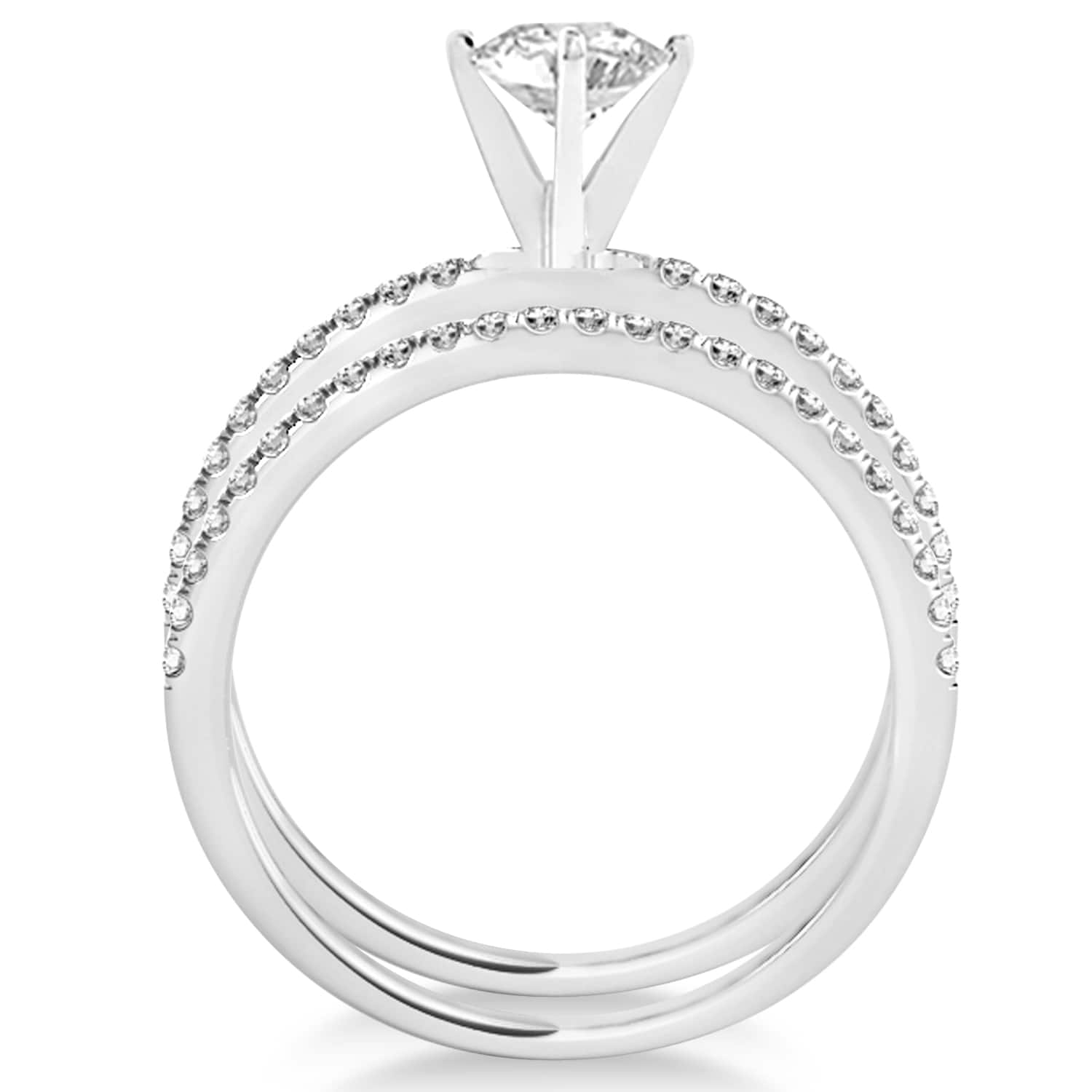 Diamond Accented Bridal Set Setting 14k White Gold (0.25ct)