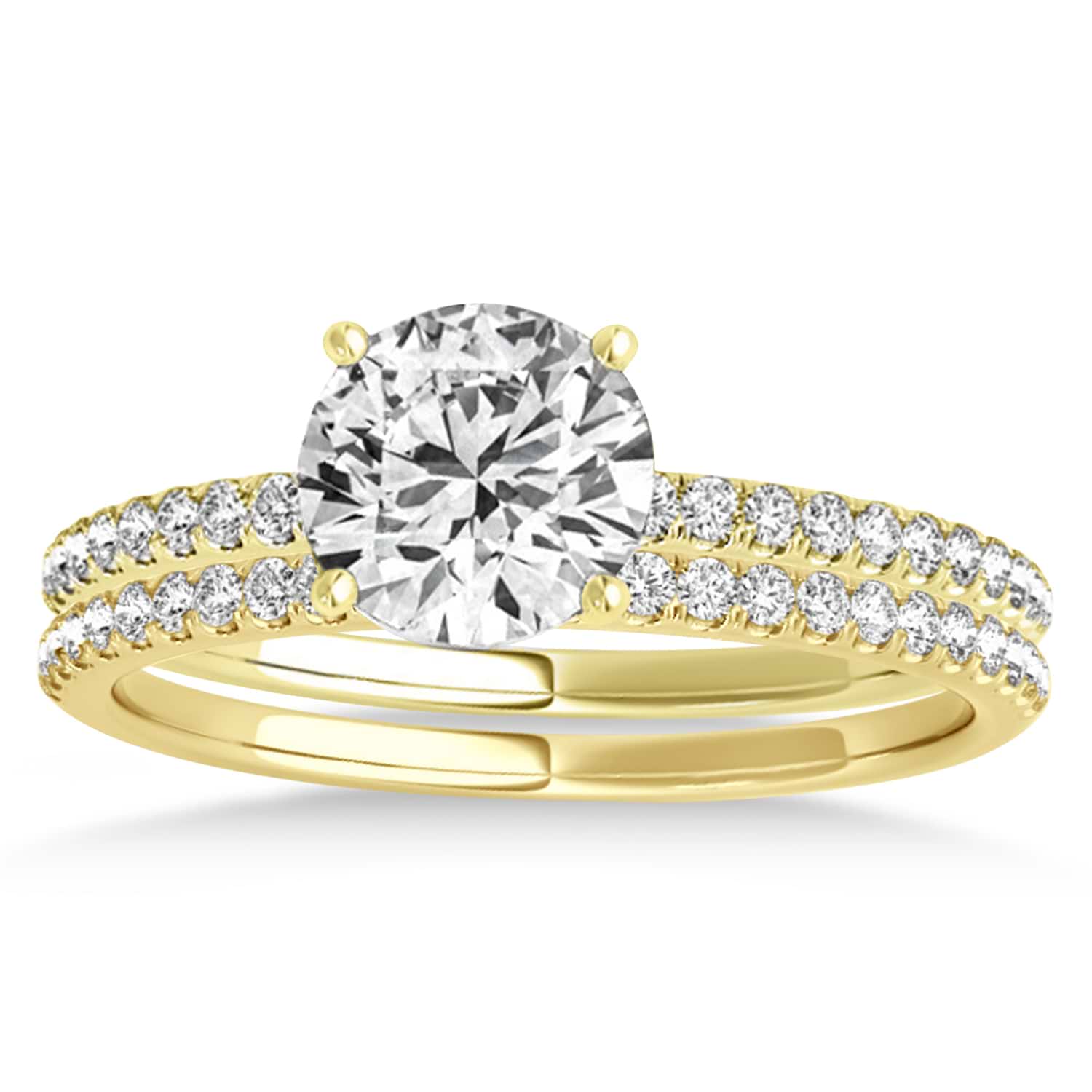 Diamond Accented Bridal Set Setting 18k Yellow Gold (0.25ct)