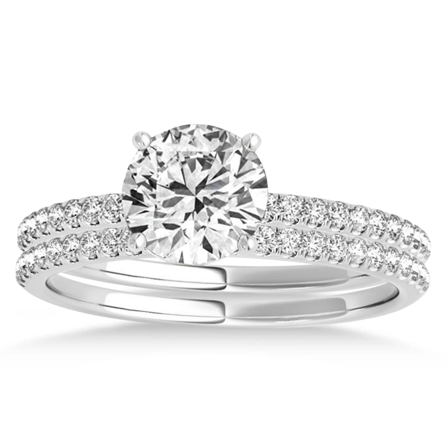 Lab Grown Diamond Accented Bridal Set Setting 14k White Gold (0.25ct)