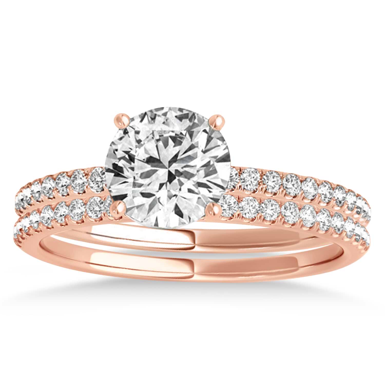 Lab Grown Diamond Accented Bridal Set Setting 18k Rose Gold (0.25ct)