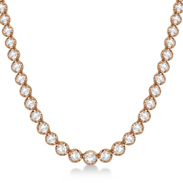 Eternity Diamond Tennis Necklace 14k Rose Gold (15.00ct)