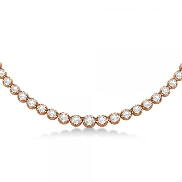 Eternity Diamond Tennis Necklace 14k Rose Gold (15.00ct)