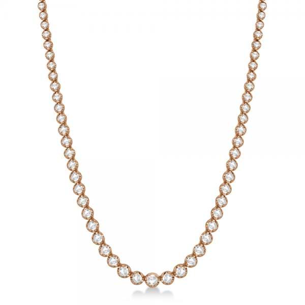 Eternity Diamond Tennis Necklace 14k Rose Gold (7.93ct)