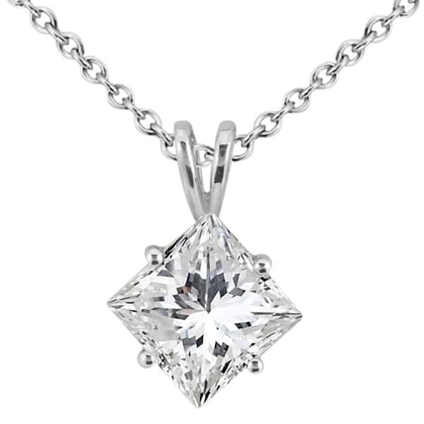 1.00ct. Princess-Cut Diamond Solitaire Pendant in 18k White Gold (H, VS2)