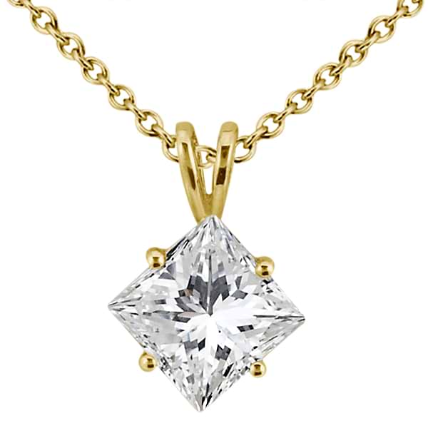 0.50ct. Princess-Cut Diamond Solitaire Pendant 14k Yellow Gold (J-K, I1-I2)