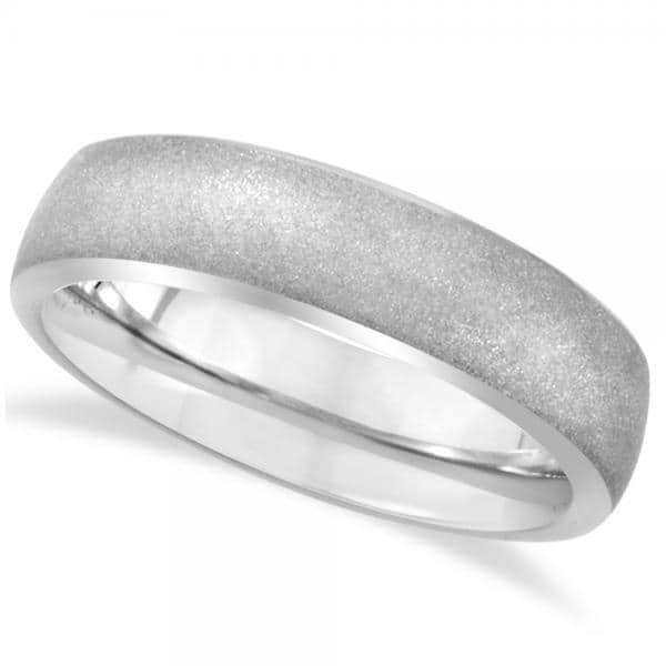 Rounded Edge Domed Sandblasted Wedding Ring Band in Tungsten (6.3mm)
