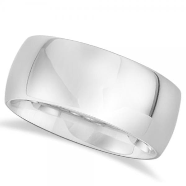 Men's Domed Polished Wedding Ring Band in White Tungsten (10mm)