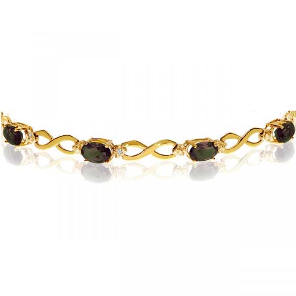 Oval Mystic Topaz & Diamond Infinity Bracelet 14k Yellow Gold 4.53ct