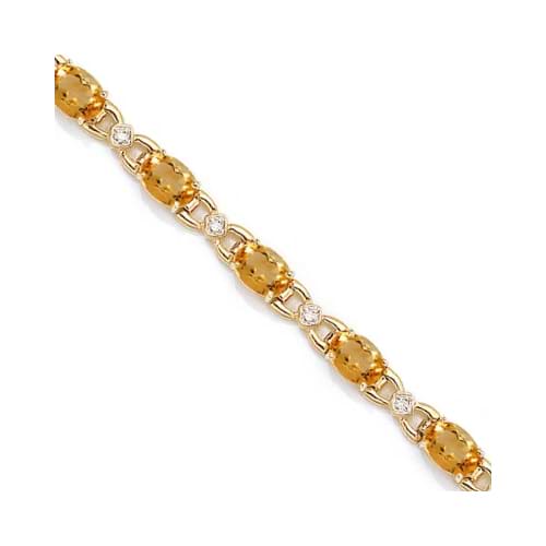 Diamond and Citrine Bracelet 14k Yellow Gold (10.26 ctw)