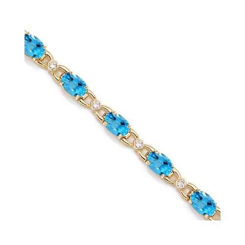 Diamond and Blue Topaz Bracelet 14k Yellow Gold (10.26 ctw)