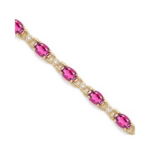 Diamond and Pink Topaz Bracelet 14k Yellow Gold (10.26ctw)