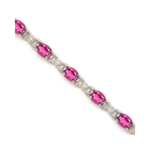 Diamond and Pink Topaz Bracelet 14k White Gold (10.26ctw)