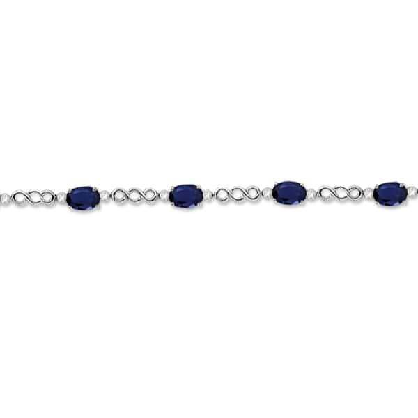 Diamond and Blue Sapphire Bracelet 14k White Gold (5.02ct)