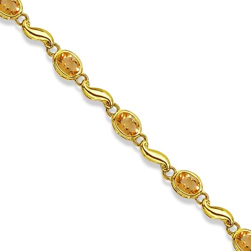 Bezel-Set Oval Citrine Bracelet in 14K Yellow Gold (7x5 mm)