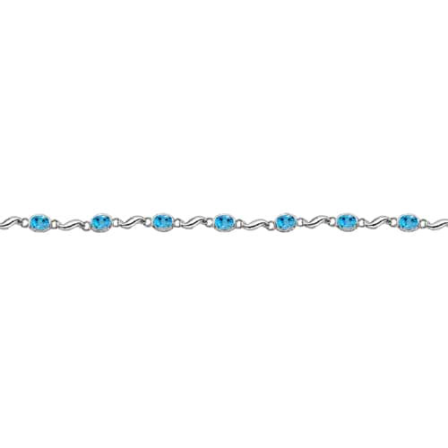 Bezel-Set Oval Blue Topaz Bracelet in 14K White Gold (7x5 mm)