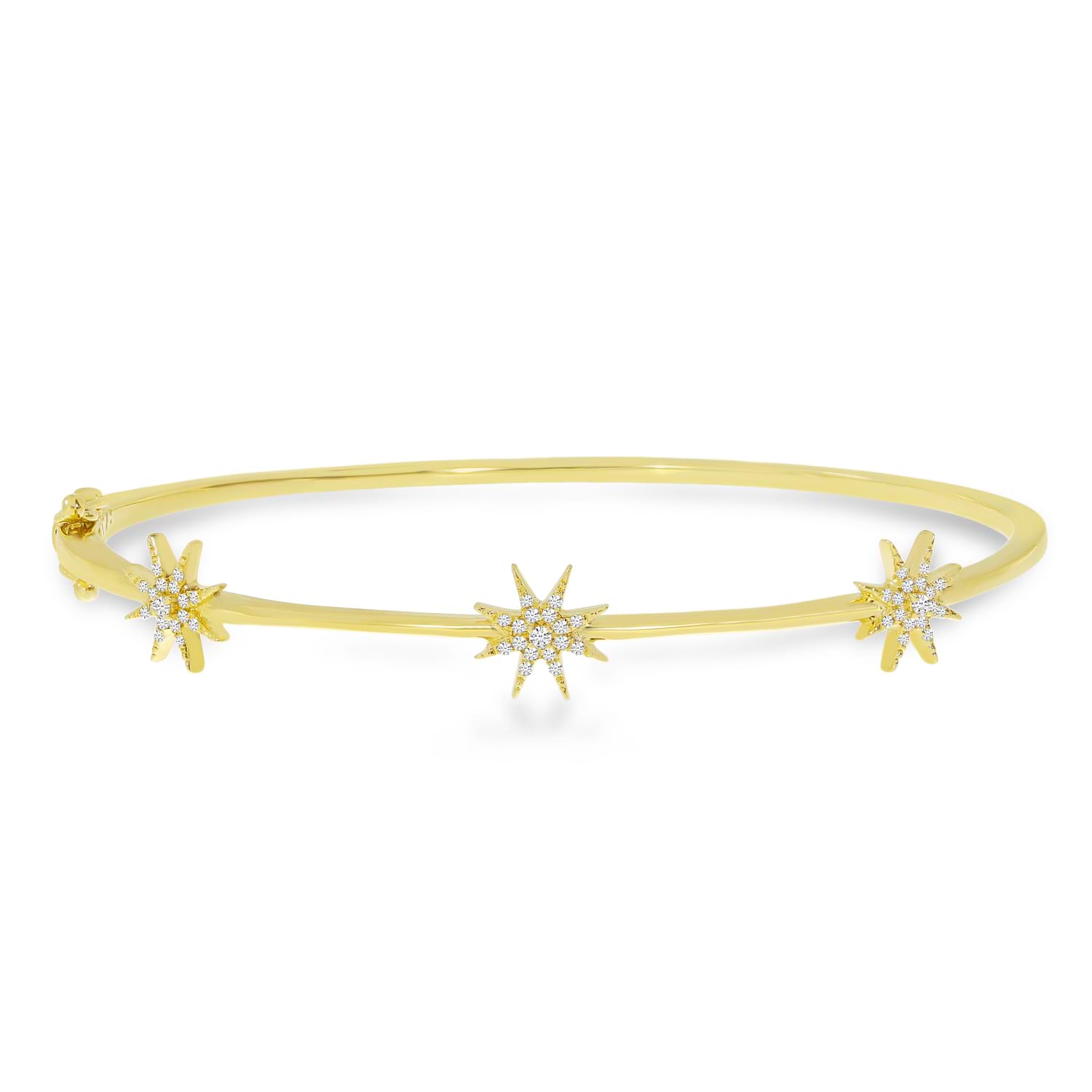 Diamond Star Bangle Bracelet 14K Yellow Gold (0.14ct)