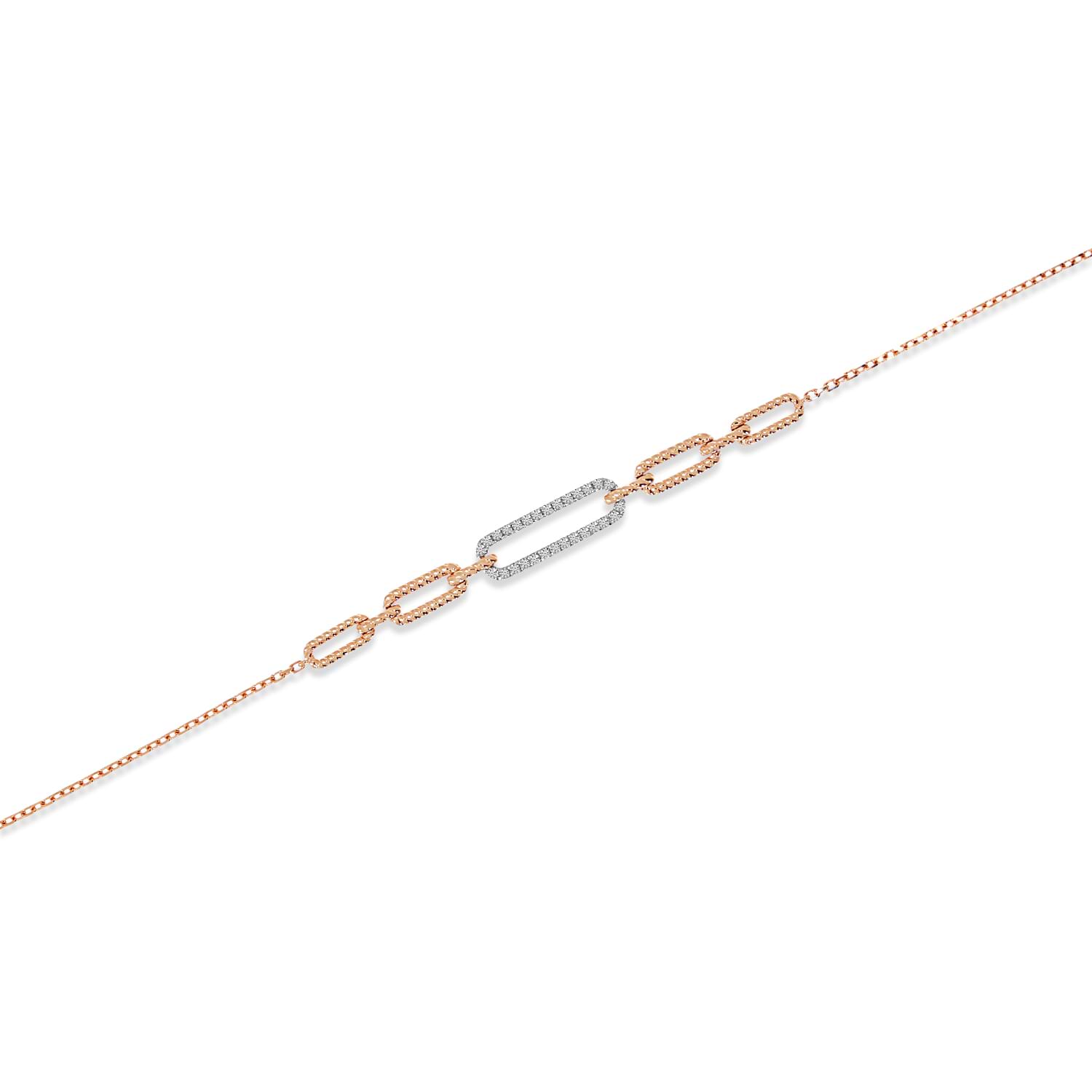 Diamond Paperclip Chain Bracelet 14k Rose Gold (0.17ct)