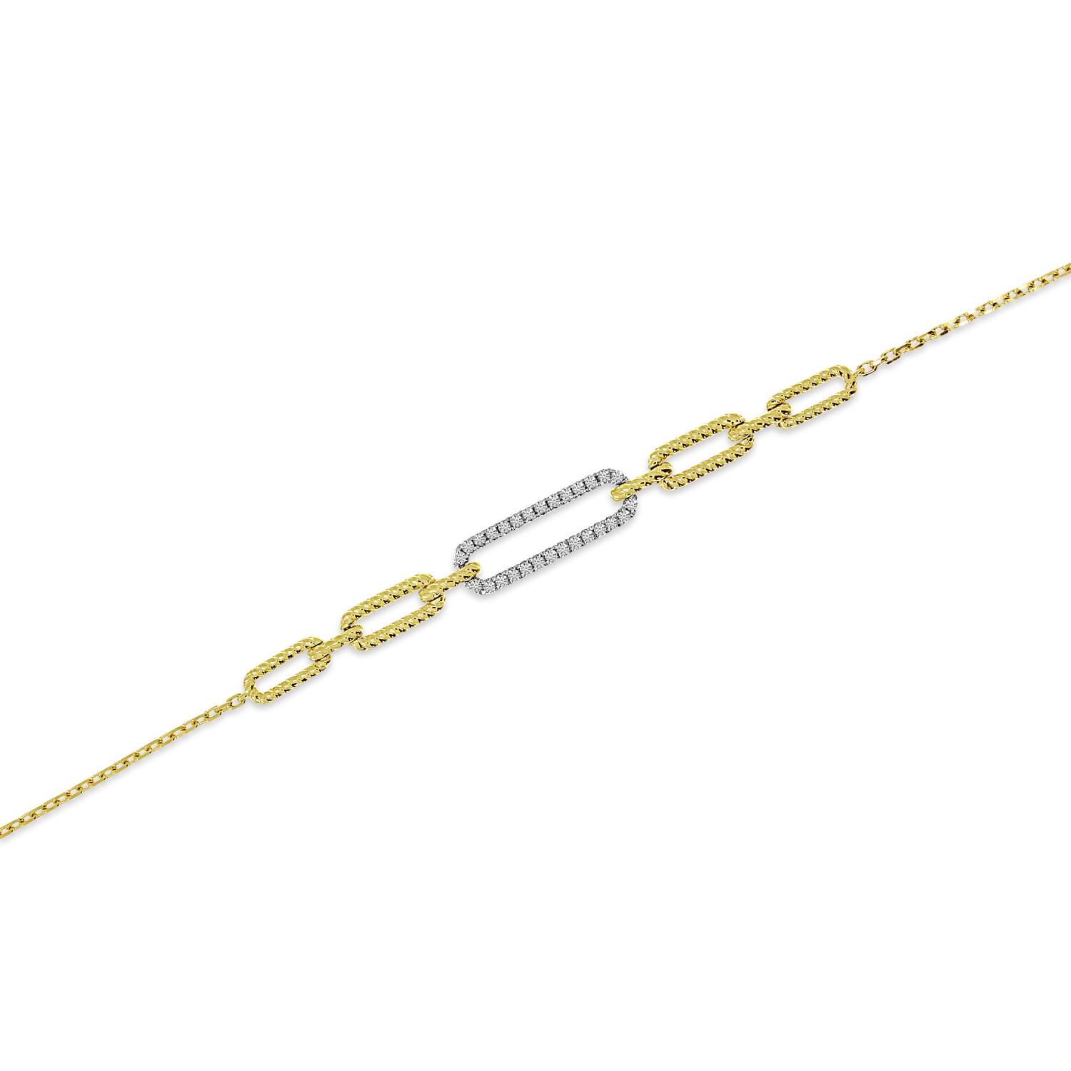 Diamond Paperclip Chain Bracelet 14k Yellow Gold (0.17ct)