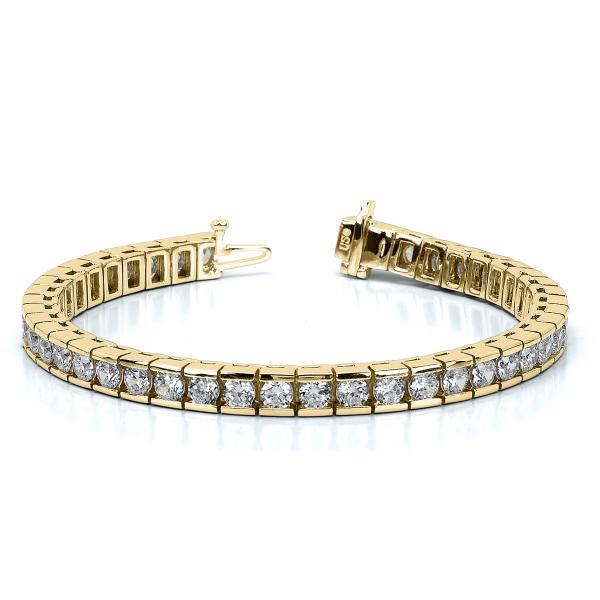 Ladies Channel Set Round Diamond Tennis Bracelet 14k Y. Gold 4.00ct
