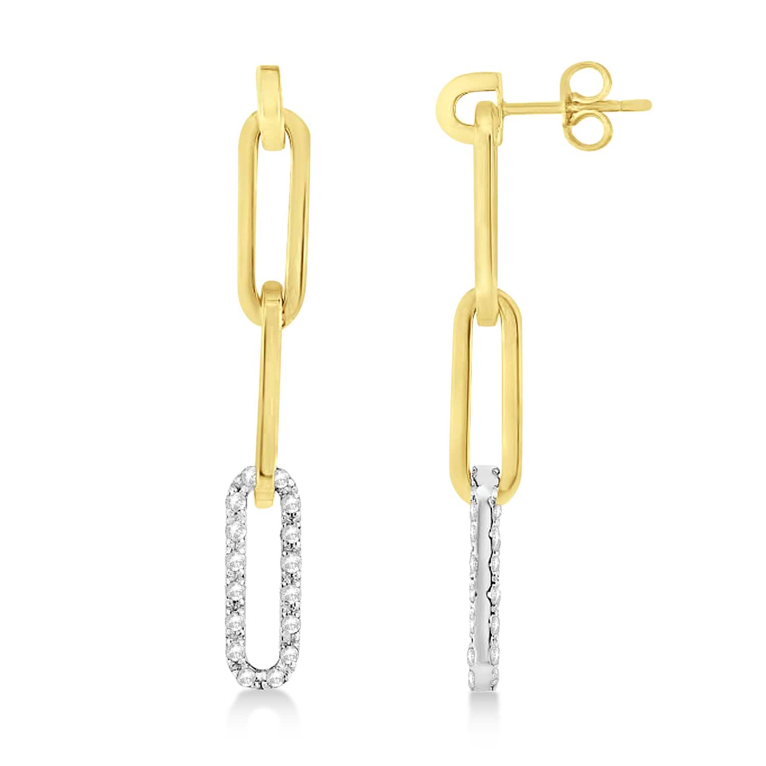 Diamond Paperclip Drop Earrings 14k Yellow Gold (0.64ct)
