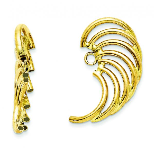 Angle Wing Shaped Earring Jackets in Plain Metal 14k Yellow Gold